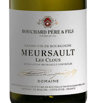 Label close-up of Bouchard Père & Fils Meursault ‘Les Clous’ from Burgundy, France, a premium Chardonnay.  