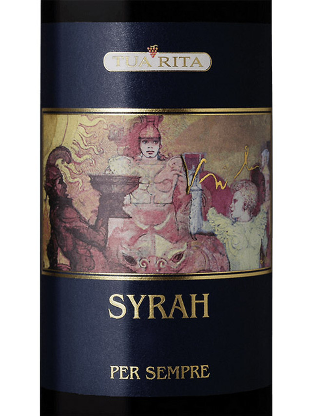  A bottle of Tua Rita Syrah Toscana Per Sempre 2018 Syrah/Shiraz from Tuscany, Italy.  