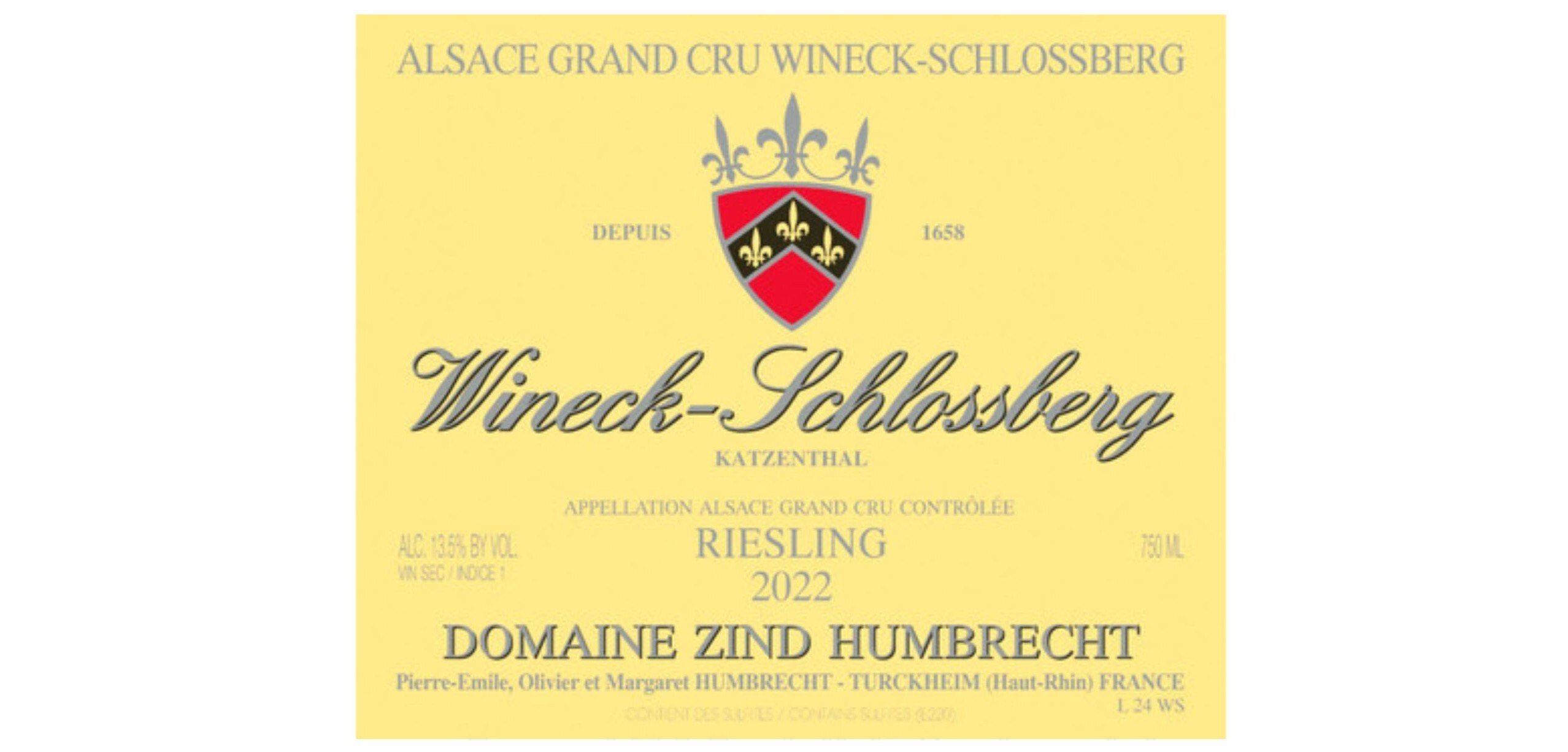 Zind-Humbrecht Riesling Grand Cru Wineck-Schlossberg 2022, Riesling from Alsace, France.